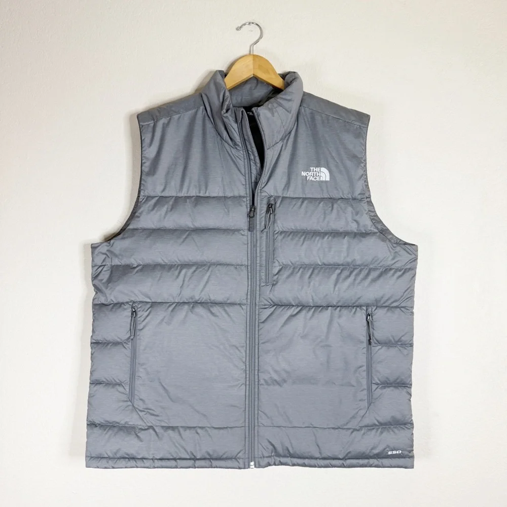 NORTH FACE men’s gray 550 down-filled puffer vest EXTRA LARGE